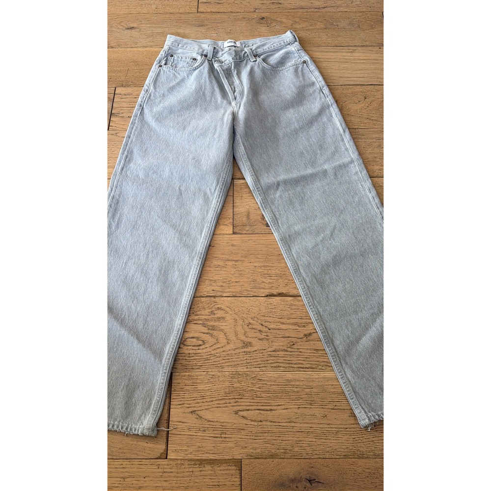 Agolde Criss‎ Cross Jean Light Grey High Rise Straight Leg Size 28 (497)